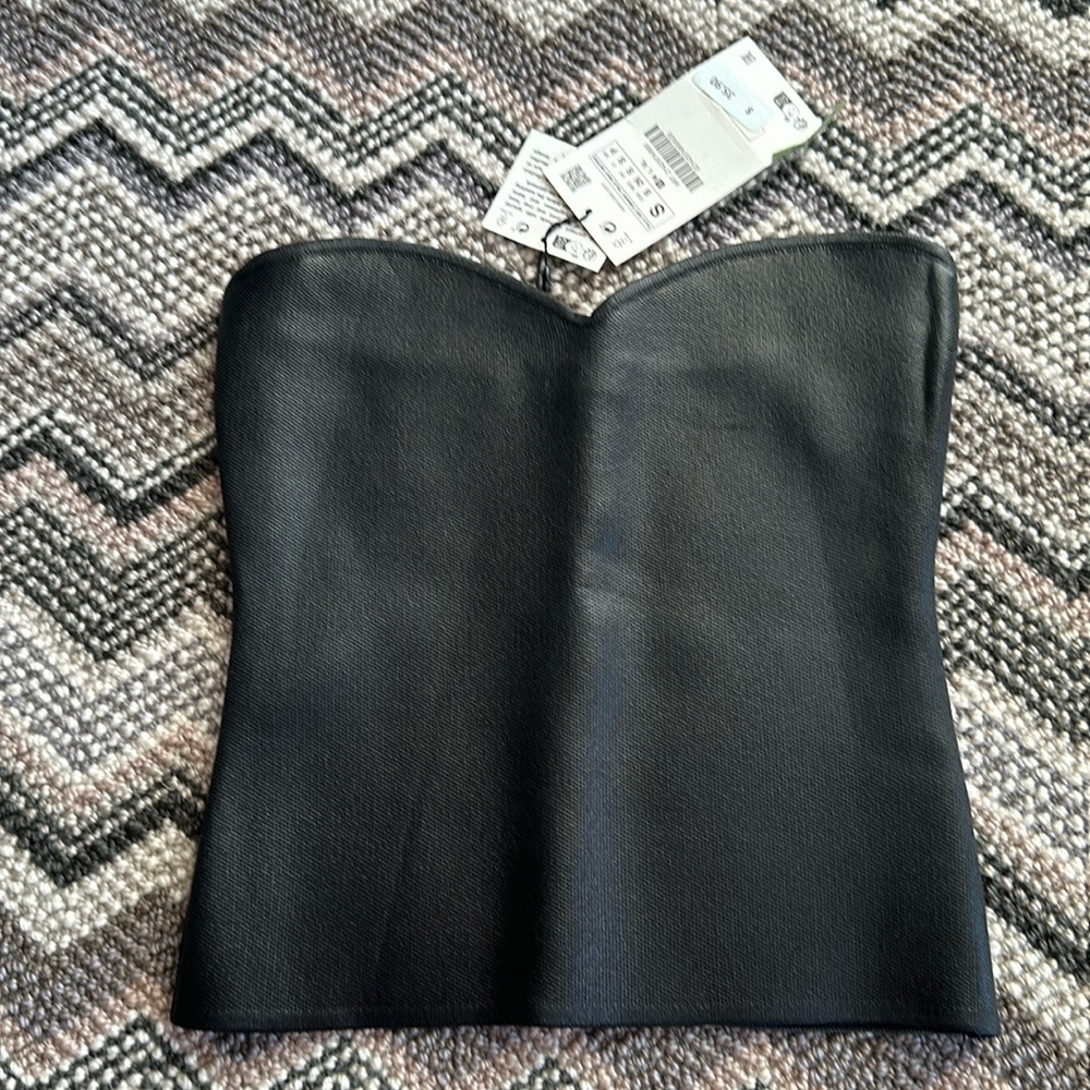 Zara black coated tube top - brand new w tags - current season